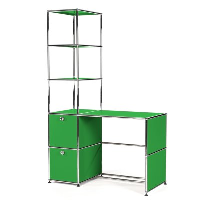 USM Haller desk with mit shelf unit, USM green