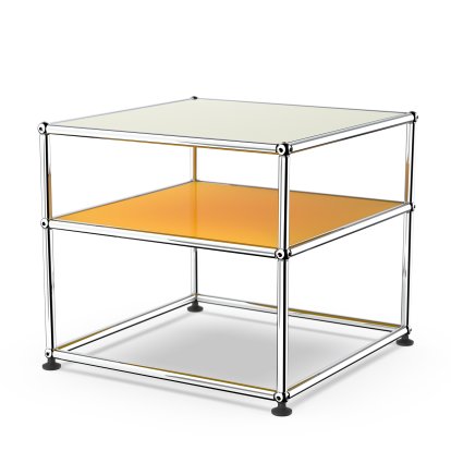 USM Haller side table Type II, Lacquered glass, Golden yellow RAL 1004