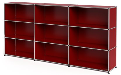 USM Haller Highboard XL, Customisable, USM ruby red, Open, Open, Open