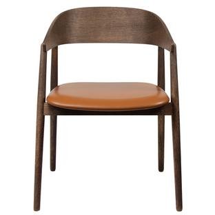 AC2 Dining Chair, Smoked oak, oiled, With seat upholstery, cognac leather