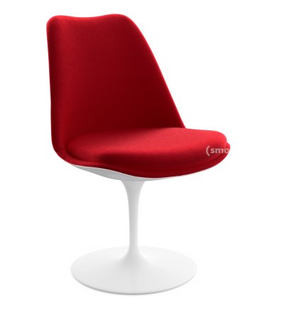 Saarinen Tulip Chair, Swivel, Upholstered inner shell and seat cushion, White, Bright Red (Tonus 130)