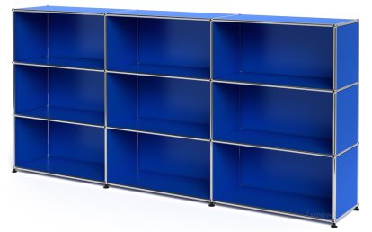 USM Haller Highboard XL, Customisable, Gentian blue RAL 5010, Open, Open, Open