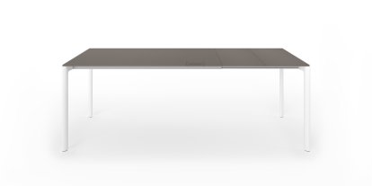 Maki Dining Table, L 139-214 x W 90 cm, Fenix Bromo grey with same colour edge, Aluminium with white lacquer
