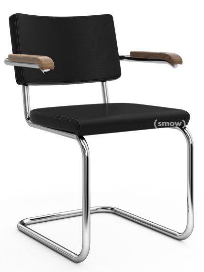 S 32 PV / S 64 PV Pure Materials Cantilever Chair, Nappa Leather black, Walnut