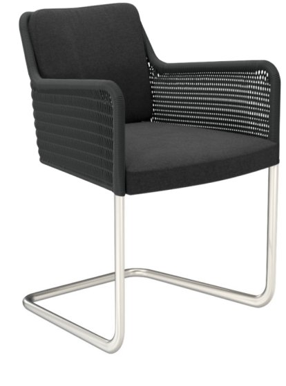 D43 Chair, Cavalry cloth, Anthracite, Stainless steel, matt