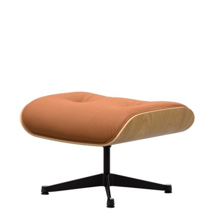 Eames Lounge Chair Ottoman, Chestnut, natural, Leather Premium F cognac, Aluminium polished, sides black