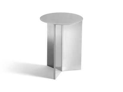 Slit Side Table, Steel, H 47 x Ø 35 cm, Mirror polished