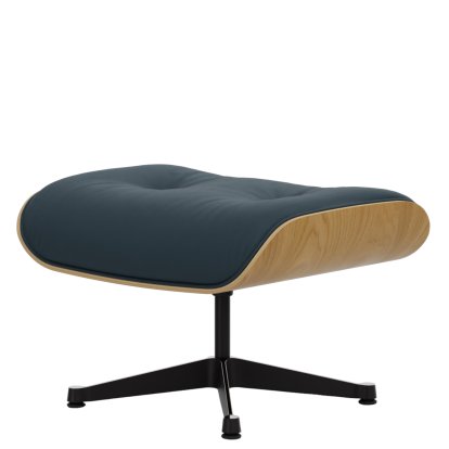 Lounge Chair Ottoman, Chestnut, natural, Lether Premium F smoky blue, Aluminium polished, sides black