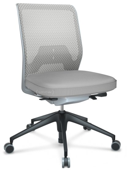 ID Mesh, FlowMotion-without tilt mechanism, without seat depth adjustment, Without armrests, 5 star foot , basic dark plastic, Soft grey, Silk mesh seat cover, diamond mesh back, Soft grey, Hard castors for carpets