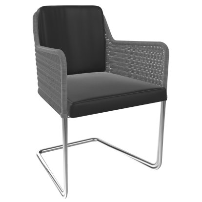 D43, Wickerwork I - grey, Leather - black, Chrom