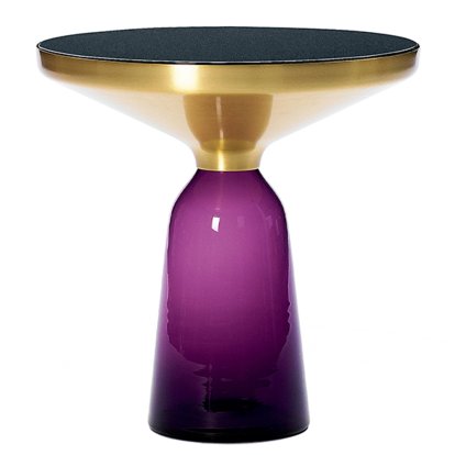 Bell Side Table, Brass with clear varnish, Amethyst violet