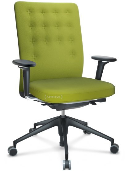 ID Trim, With lumbar support, FlowMotion-without tilt mechanism, without seat depth adjustment, With 3D-armrests, 5 star foot , basic dark plastic, Seat and back Plano, Avocado, Hard castors for carpets
