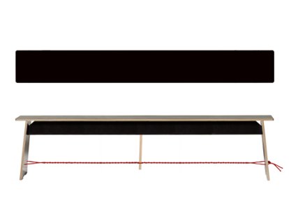 Langer Max, 43 x 180 x 30 cm, FU black, Black and red