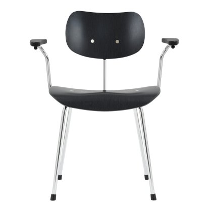 SE 68, Non-stackable, Without upholstery, Chrome-plated, With armrests, Beech, black stained