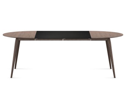 PLAYdinner Round, Smoked oak, L 120-220 cm, MDF black