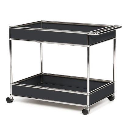 USM Haller Bar Trolley Type II with panelling, Anthracite RAL 7016, Hard castors for carpets
