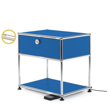 USM Haller Bedside Table with Dimmable Light, Gentian blue RAL 5010