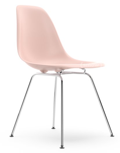 Eames Plastic Side Chair RE DSX, Pale rose, Without upholstery, Without upholstery, Standard version - 43 cm, Chrome-plated