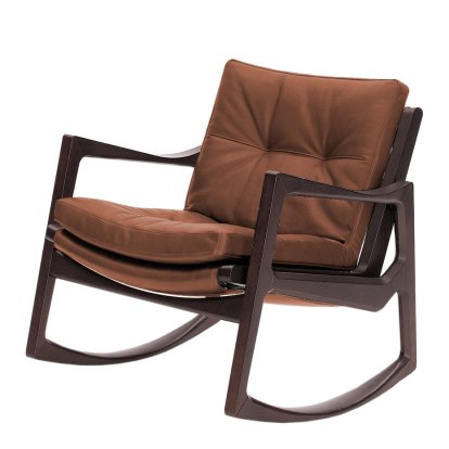 Euvira Rocking Chair Soft, Brown stained oak, Classic leather cognac