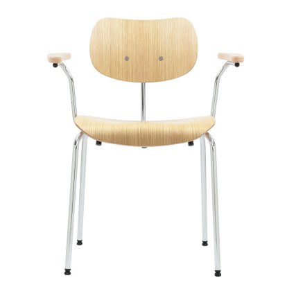 SE 68, Stackable, Without upholstery, Chrome-plated, With armrests, Oak, natural