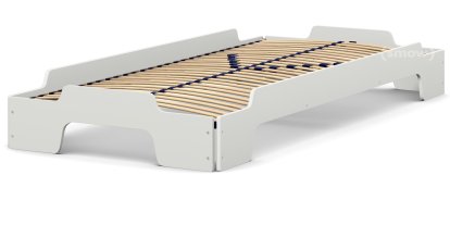 Rolf Heide Stacking Bed Comfort, 100 x 200, Light grey lacquered, Solid wood frame