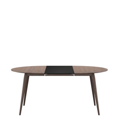 PLAYdinner Round Table, Smoked oak, L 120-170 cm, MDF black