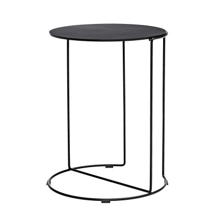 Oki Saddle Side Table, H 51 x ø 40 cm, Leather Saddle black, Matt black powder-coated