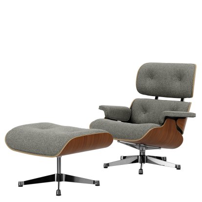 Lounge Chair & Ottoman Nubia, Cream dark brown / walnut, natural
