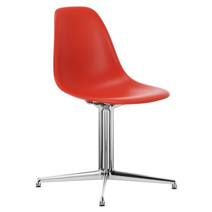 Eames Plastic Side Chair DSL, Red (poppy red), Without upholstery, Without upholstery, Aluminium polished