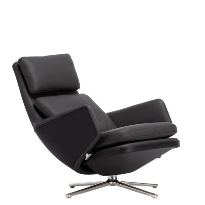 Grand Relax Lounge Chair, Without Ottoman, Leather Premium F, nero, Polished, 41,5 cm