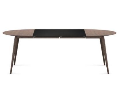 PLAYdinner Round, Smoked oak, L 120-220 cm, MDF black