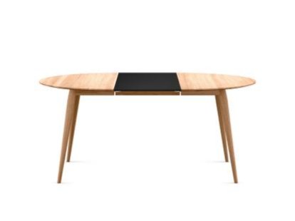 PLAYdinner Round, Oiled oak, L 120-170 cm, MDF black