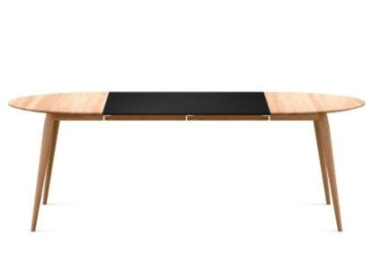 PLAYdinner Round, Oiled oak, L 120-220 cm, MDF black