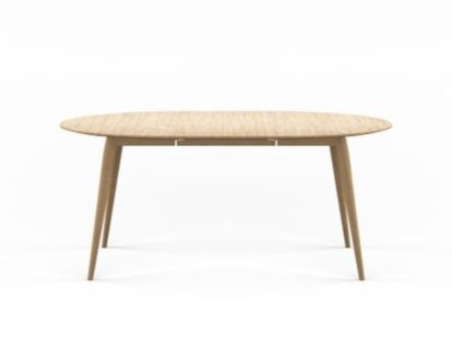 PLAYdinner Round, White oiled oak, L 120-170 cm, White oiled oak