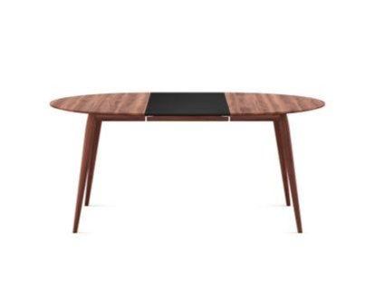 PLAYdinner Round, Oiled walnut, L 120-170 cm, MDF black