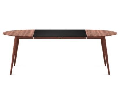 PLAYdinner Round, Oiled walnut, L 120-220 cm, MDF black