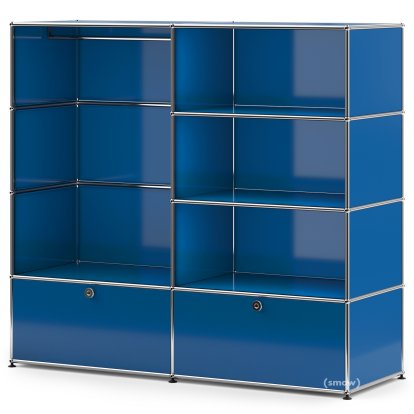 USM Haller Clothes Rack L with Rail, Gentian blue RAL 5010