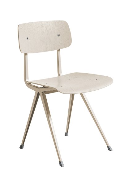 Result Chair, Beige lacquered oak, Steel beige powder-coated 