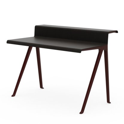 Courier Desk, Black oak, protective varnish, Powder-coated dark bordeaux