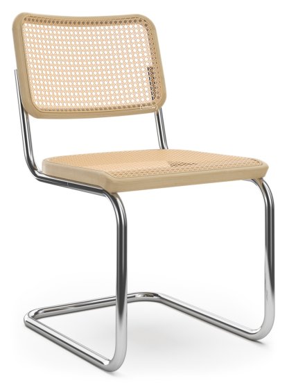 S 32 V / S 64 V Pure Materials Cantilever Chair, Lacquered oak, Chrome-plated, Without armrests, Black plastic glides with felt