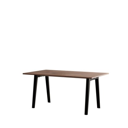 New Modern Dining Table Rectangular, Metal/Wood, 160 x 95 cm, Walnut finish, Graphite black