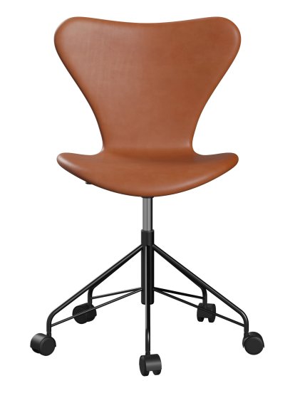 Series 7 Swivel Chair 3117 / 3217 Full Upholstery, Without armrests, Leather Grace walnut, Black