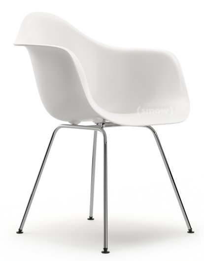 Eames Plastic Armchair RE DAX, White non-RE, Without upholstery, Without upholstery, Standard version - 43 cm, Chrome-plated