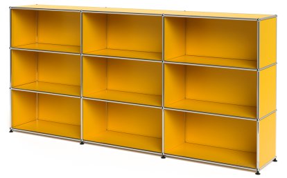 USM Haller Highboard XL, Customisable, Golden yellow RAL 1004, Open, Open, Open