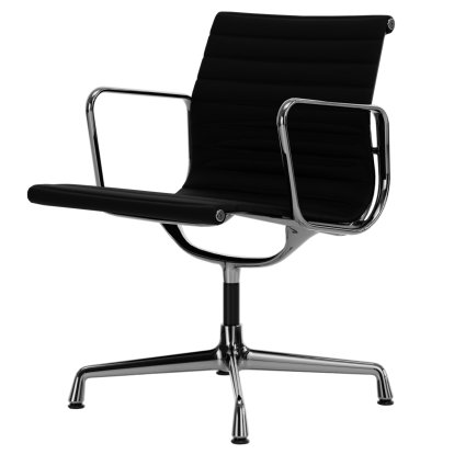 Aluminium Group EA 107 / EA 108, EA 107 - non-swivelling, Chrome-plated, Leather (Standard), Nero