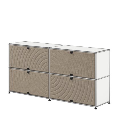USM Haller Sideboard L with four USM Haller Soft Panels, round, Pure white RAL 9010, Taupe