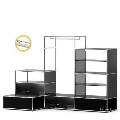 USM Haller E Clothes Rack XL with Lighting, Graphite black RAL 9011