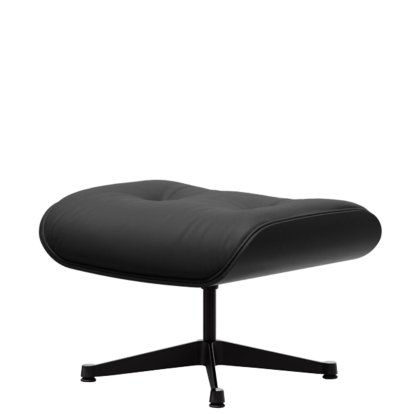 Eames Lounge Chair Ottoman, Chestnut black, Leather Premium F nero, Aluminium polished, sides black
