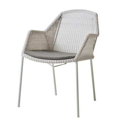 Breeze Chair, White grey, With seat cushion, Natté - Taupe