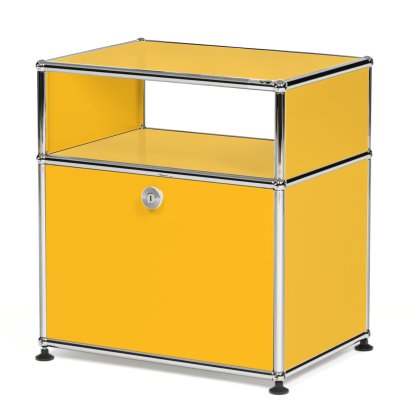 USM Haller bedside cabinet with hinged door and intermediate shelf, Golden yellow RAL 1004
